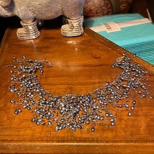 Sparkly dark gray beaded Choker Necklace